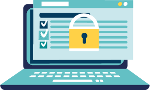 Icona ordinador portàtil amb un cadenat a la pantalla