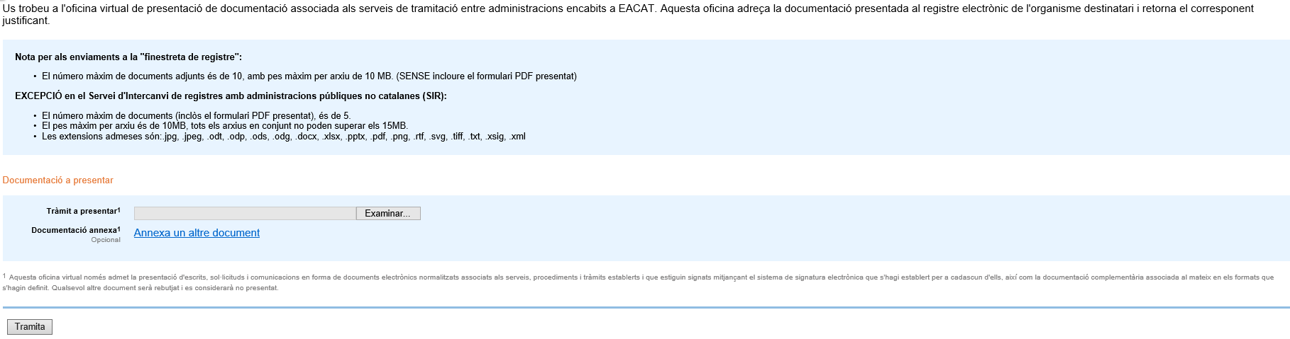 Finestreta de registre d'EACAT