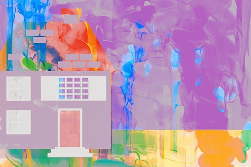 منازل مرسومة بشكل تجريدي