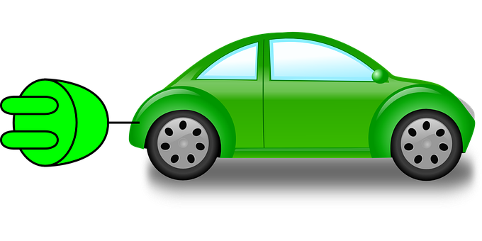 Dibuix d'un cotxe verd amb un endoll