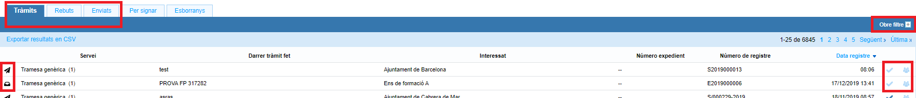 Safata única de tràmits d'EACAT amb les novetats assenyalades