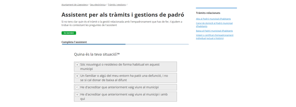 Captura de tela do funcionamento do assistente de procedimento.