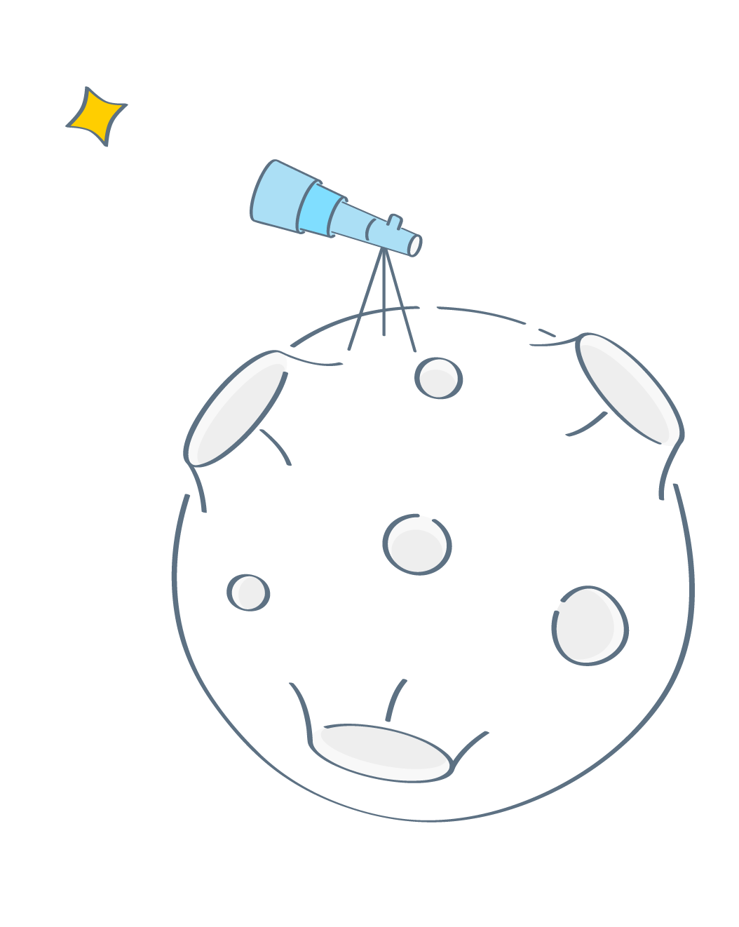 lluna amb telescopi observant un estel