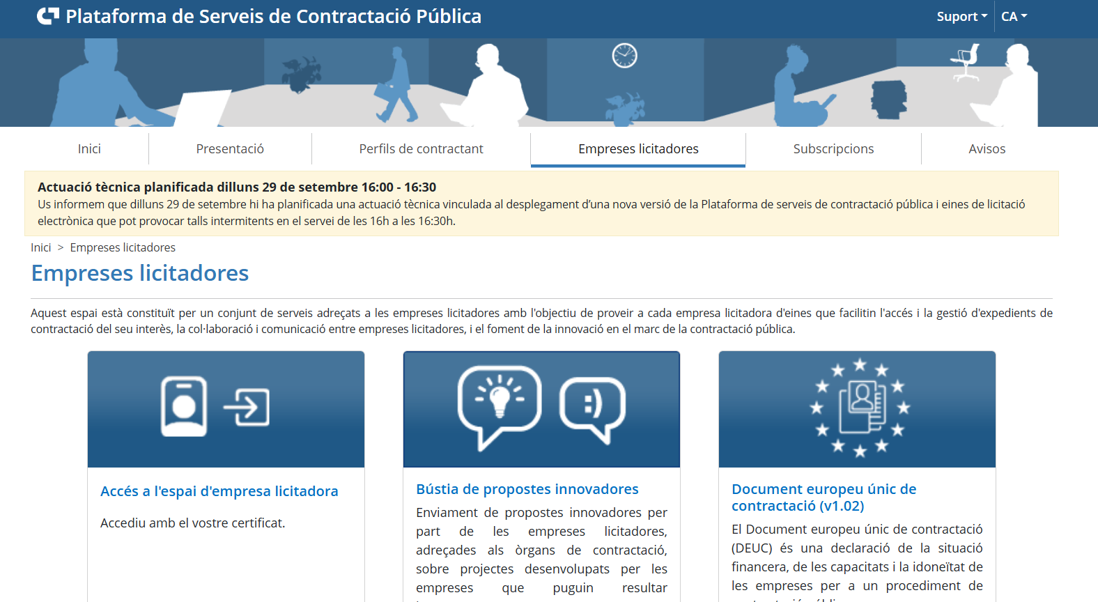 Part pública de la PSCP - Accés a Empreses Licitadores