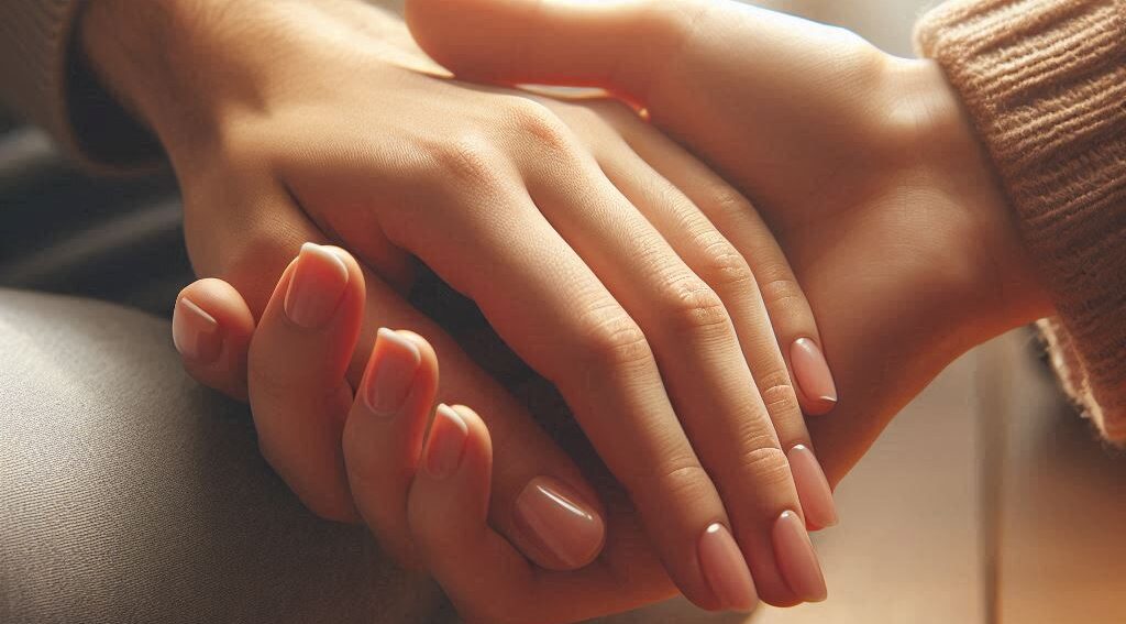 Dues mans agafades amb tendresa