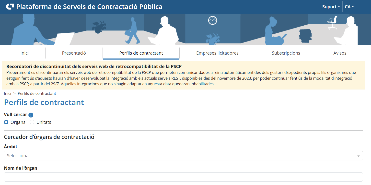 Nou cercador de perfils de contractant a la PSCP