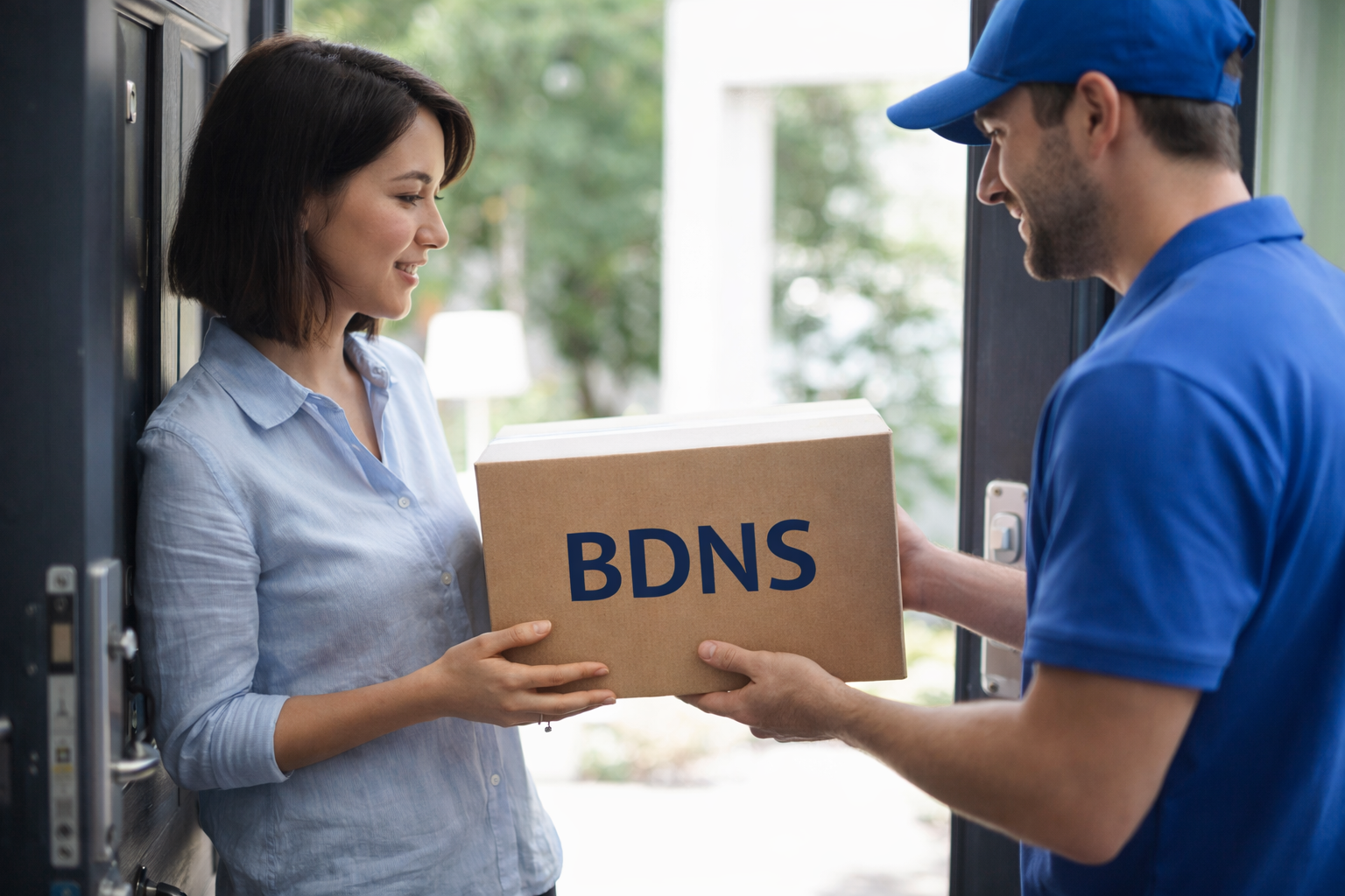 Un missatger lliura una caixa on hi posa BDNS