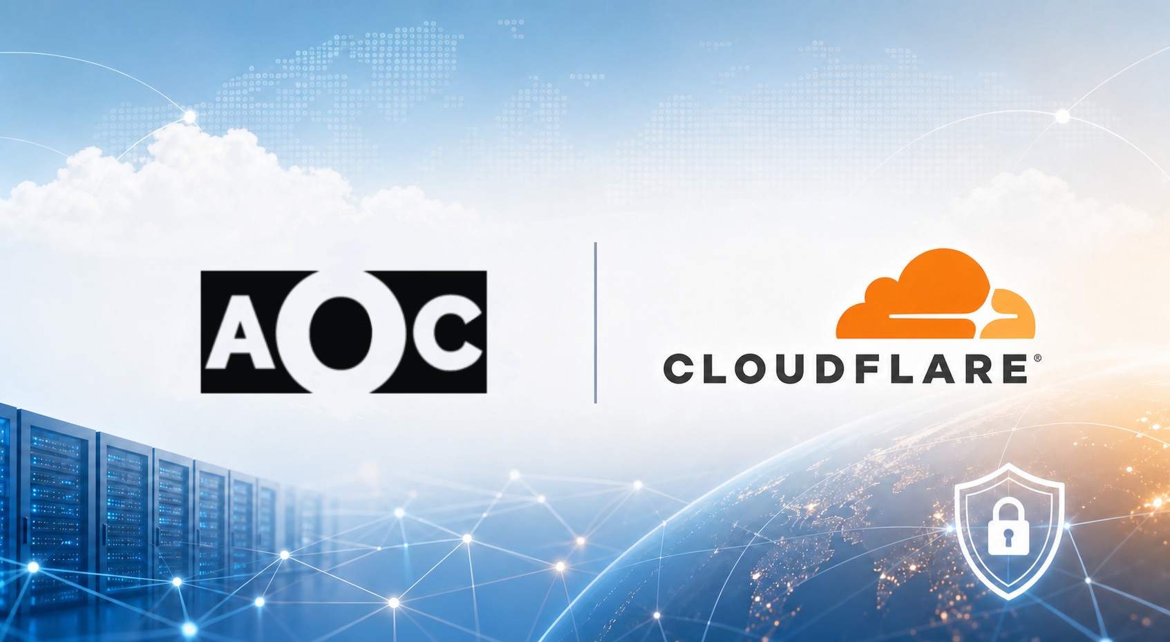 Imatge amb logo AOC i Cloudfare